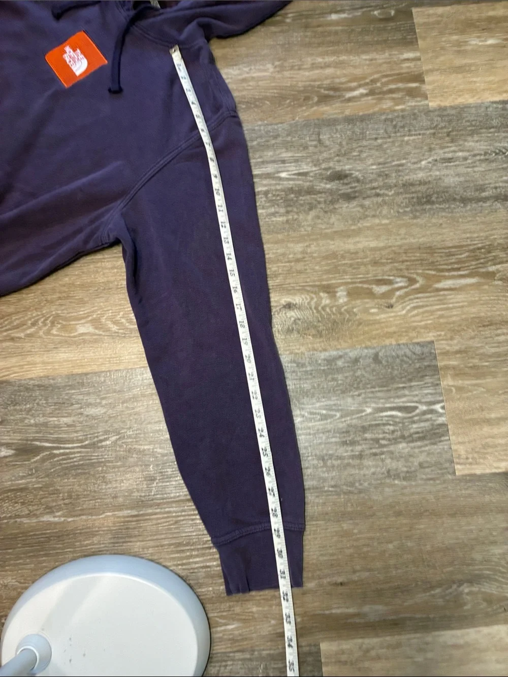 The North Face Men's Purple Crewneck Hoodie with Orange Logo Patch